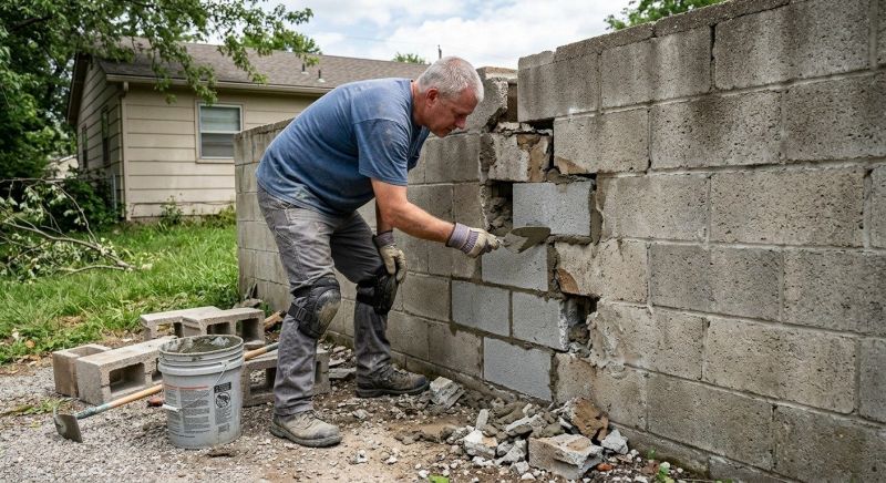 Block Wall Repair in South Sioux City, NE
