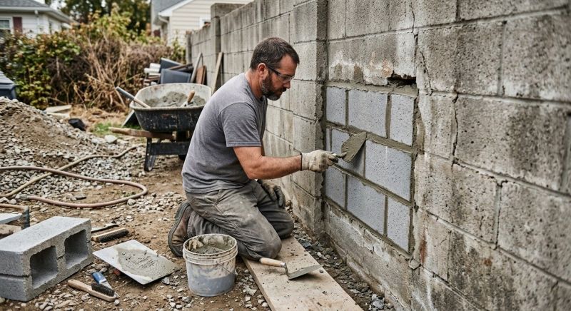 Cinder Block Wall Repair in Sioux City, IA