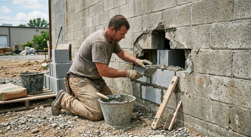 Cinder Block Wall Repair in Sioux City, IA