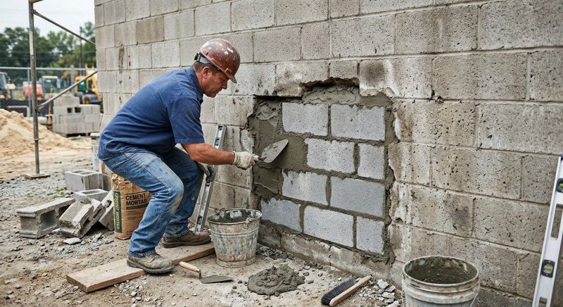 Cinder Block Wall Repair in Sioux City, IA