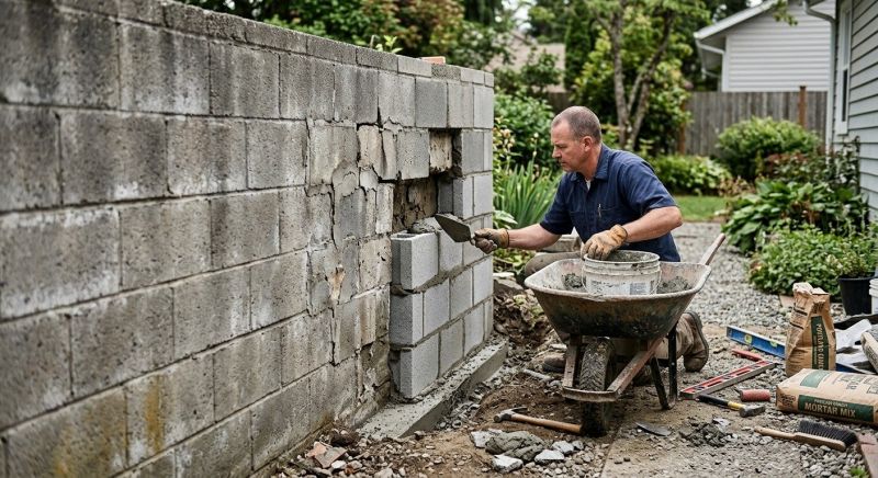 Cinder Block Wall Repair in South Sioux City, NE